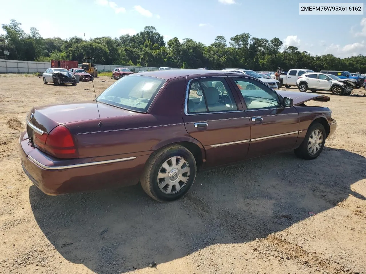 2005 Mercury Grand Marquis Ls VIN: 2MEFM75W95X616162 Lot: 62422224