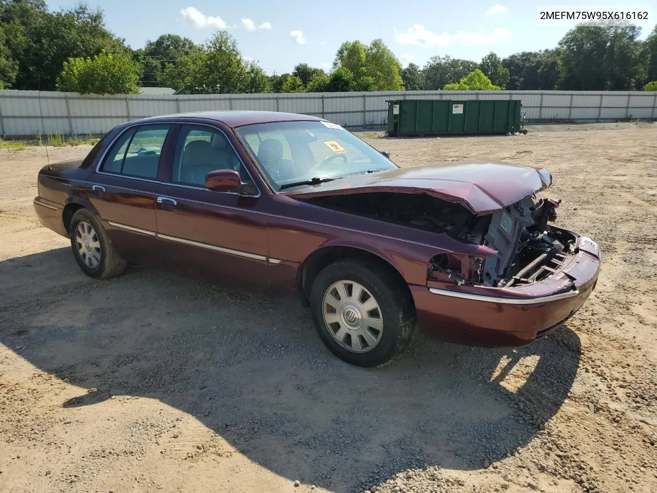 2005 Mercury Grand Marquis Ls VIN: 2MEFM75W95X616162 Lot: 62422224