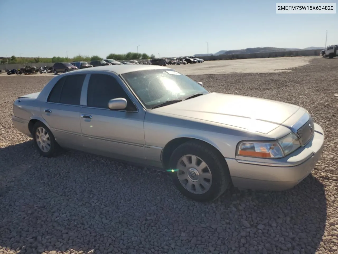 2005 Mercury Grand Marquis Ls VIN: 2MEFM75W15X634820 Lot: 67280854