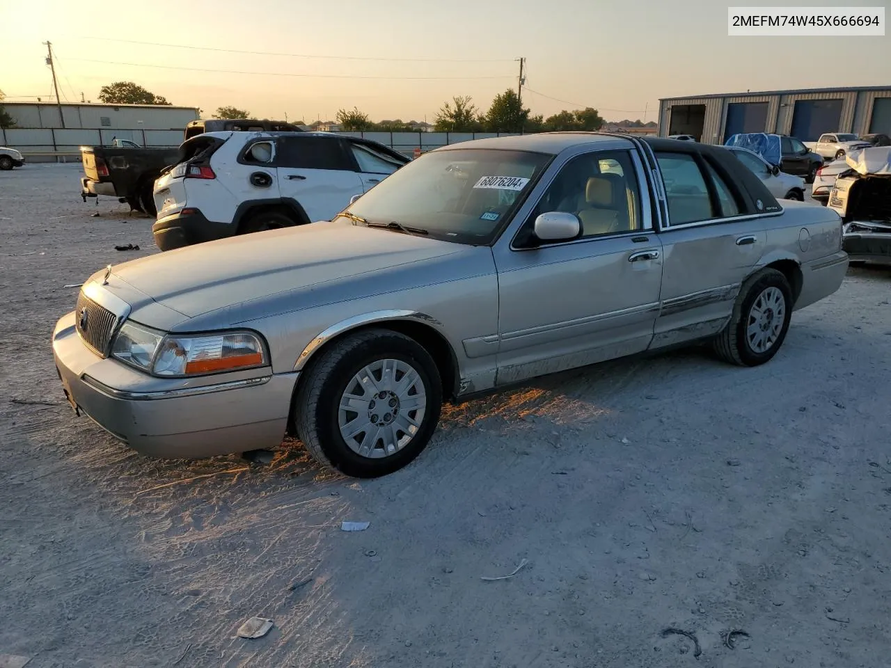 2005 Mercury Grand Marquis Gs VIN: 2MEFM74W45X666694 Lot: 68076204