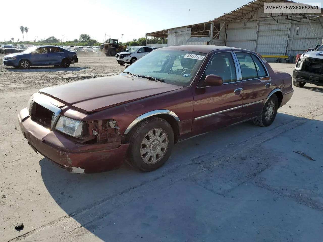 2005 Mercury Grand Marquis Ls VIN: 2MEFM75W35X652641 Lot: 68421124