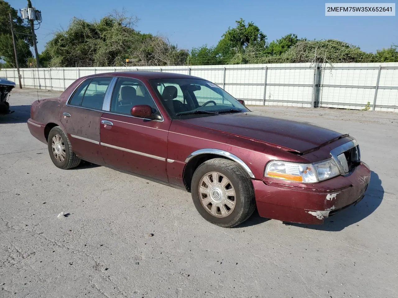 2005 Mercury Grand Marquis Ls VIN: 2MEFM75W35X652641 Lot: 68421124