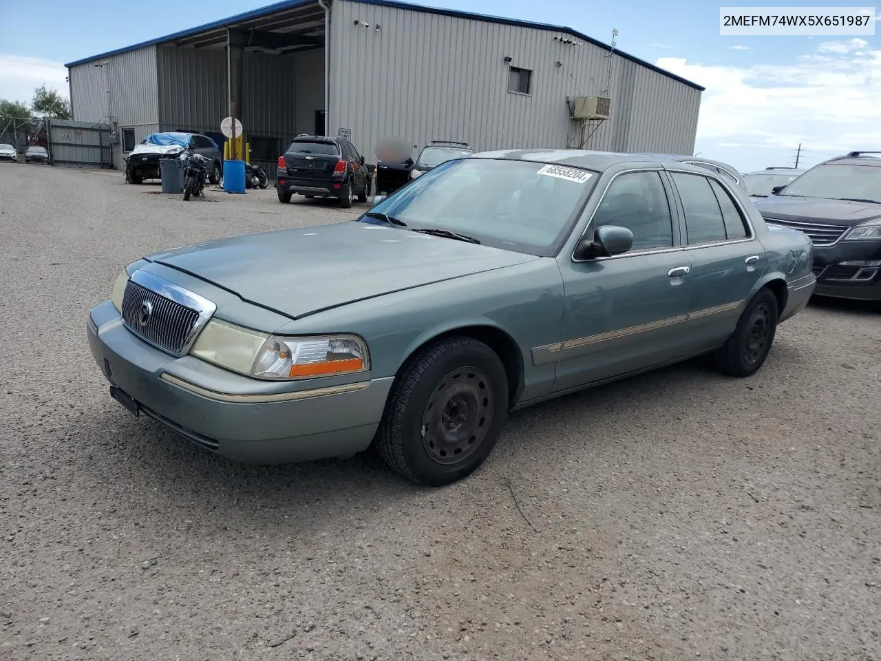 2005 Mercury Grand Marquis Gs VIN: 2MEFM74WX5X651987 Lot: 68558204