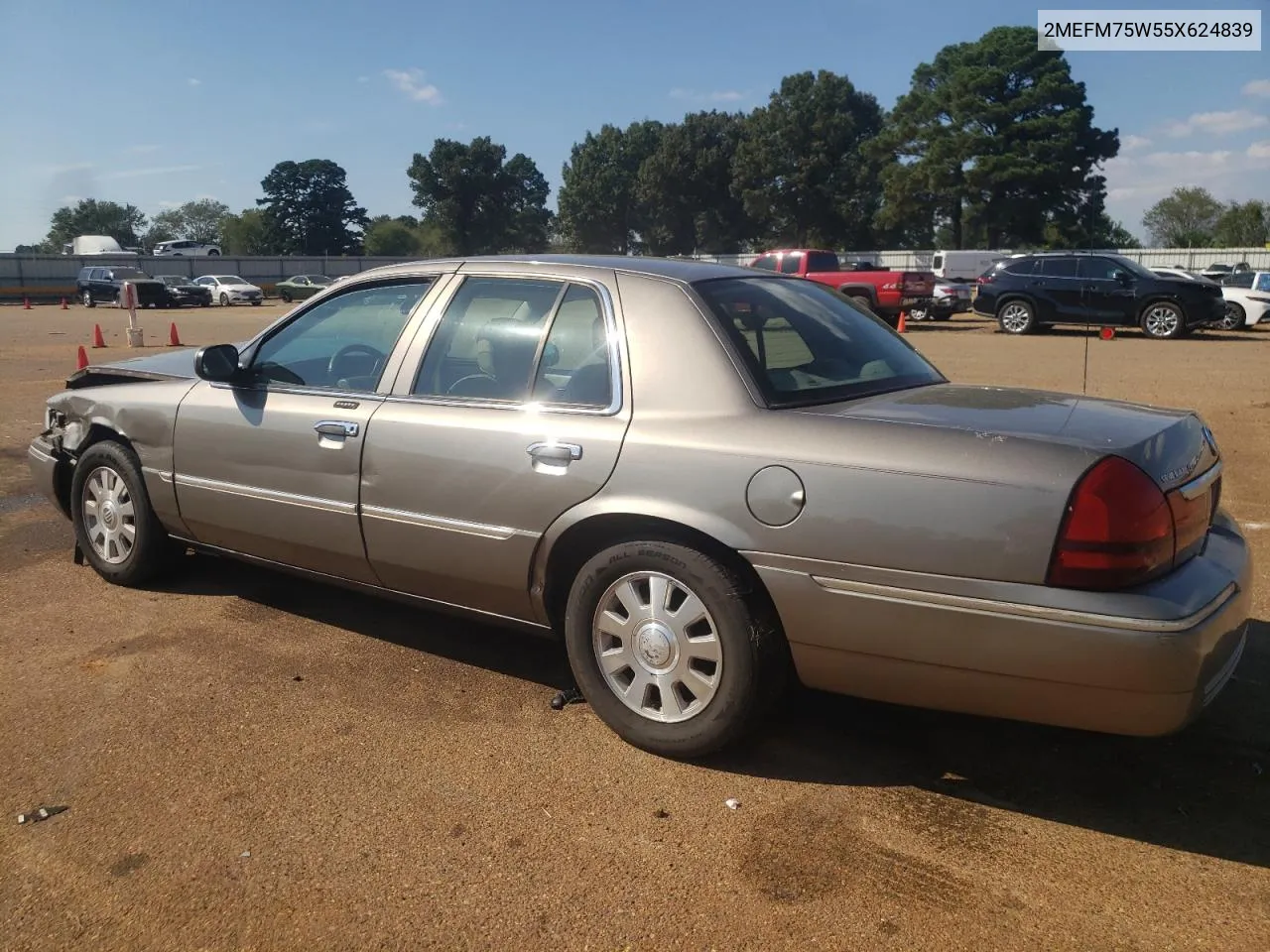 2005 Mercury Grand Marquis Ls VIN: 2MEFM75W55X624839 Lot: 72740704