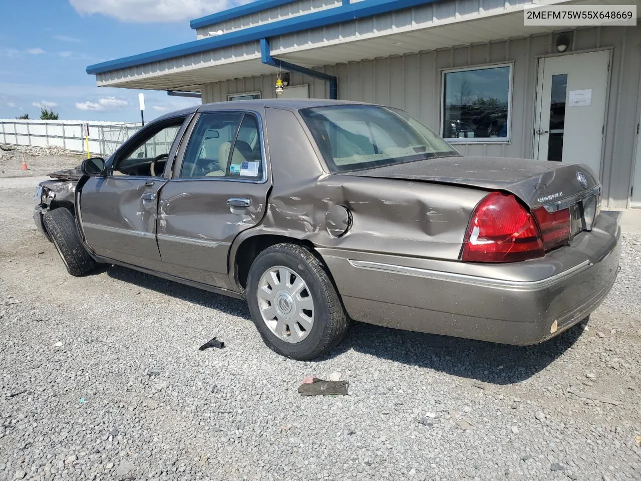 2005 Mercury Grand Marquis Ls VIN: 2MEFM75W55X648669 Lot: 72749234