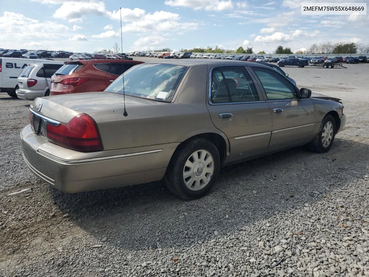 2005 Mercury Grand Marquis Ls VIN: 2MEFM75W55X648669 Lot: 72749234