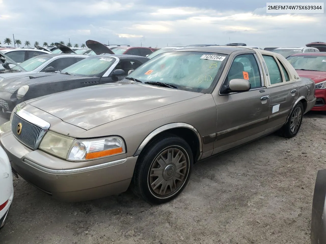 2005 Mercury Grand Marquis Gs VIN: 2MEFM74W75X639344 Lot: 74262264