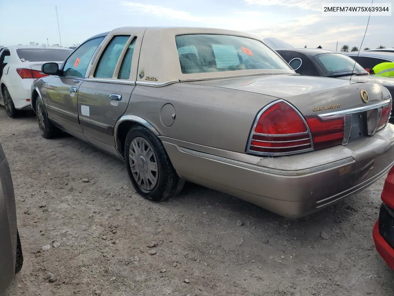 2005 Mercury Grand Marquis Gs VIN: 2MEFM74W75X639344 Lot: 74262264