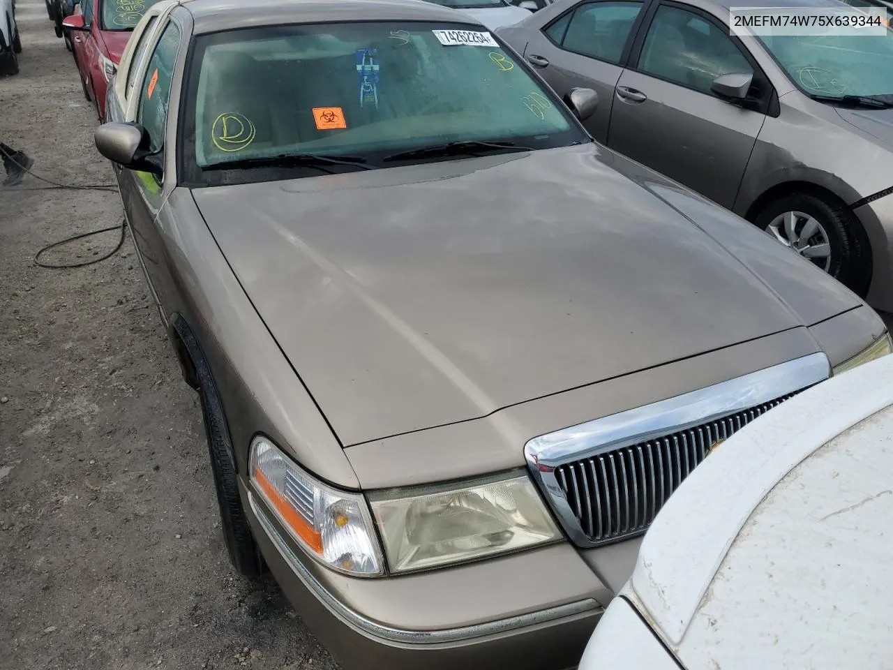 2005 Mercury Grand Marquis Gs VIN: 2MEFM74W75X639344 Lot: 74262264