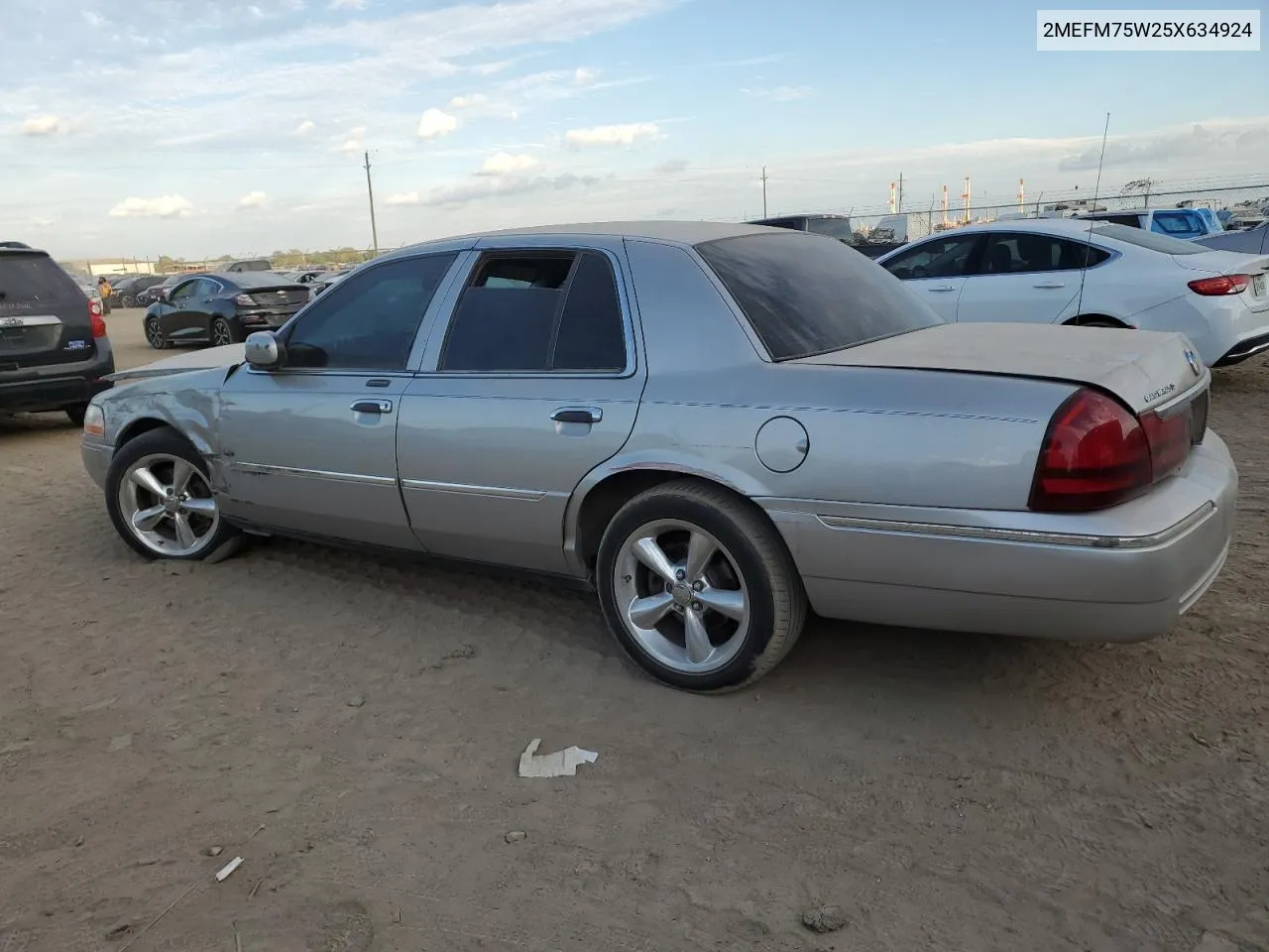 2005 Mercury Grand Marquis Ls VIN: 2MEFM75W25X634924 Lot: 74670024