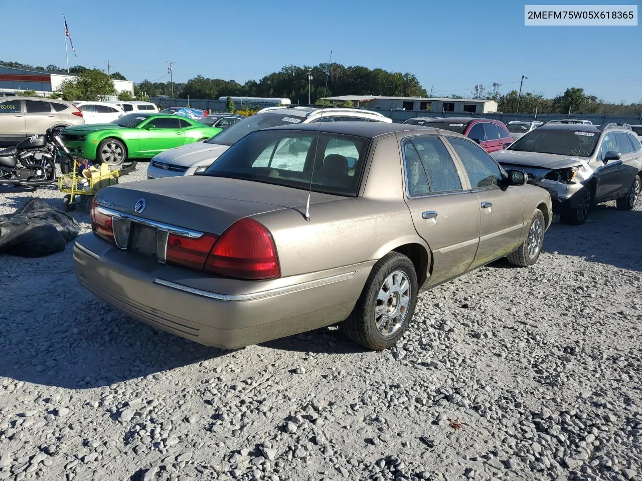 2005 Mercury Grand Marquis Ls VIN: 2MEFM75W05X618365 Lot: 75435414