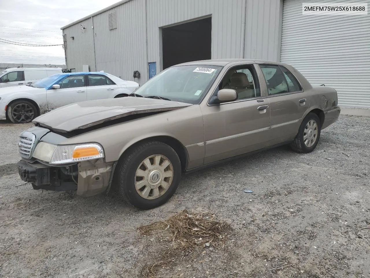 2005 Mercury Grand Marquis Ls VIN: 2MEFM75W25X618688 Lot: 75886064