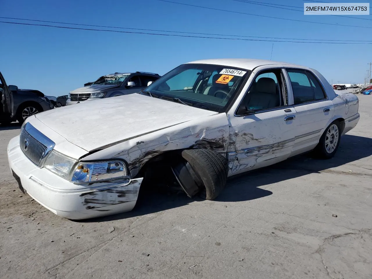 2005 Mercury Grand Marquis Gs VIN: 2MEFM74W15X674753 Lot: 76546714