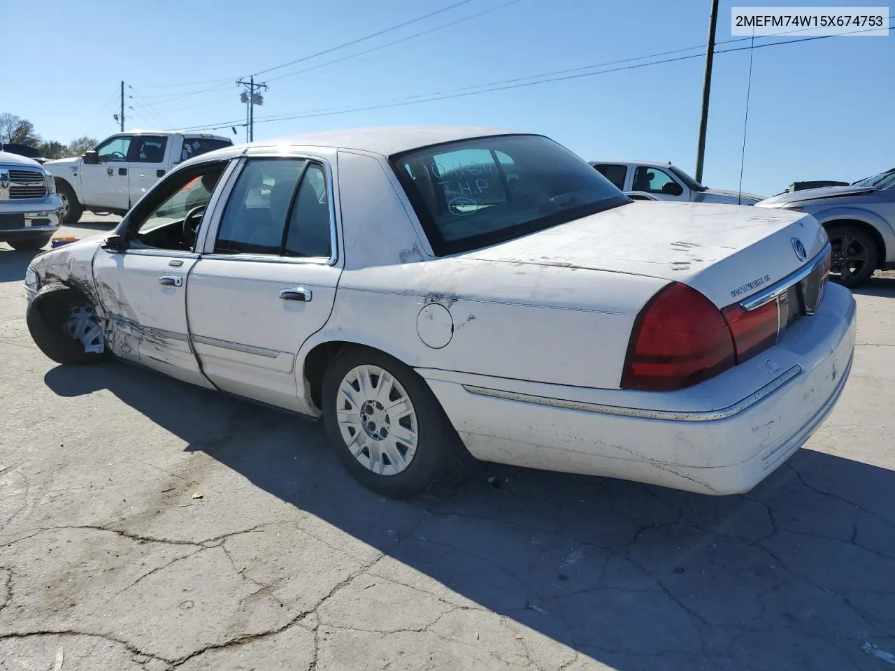 2005 Mercury Grand Marquis Gs VIN: 2MEFM74W15X674753 Lot: 76546714