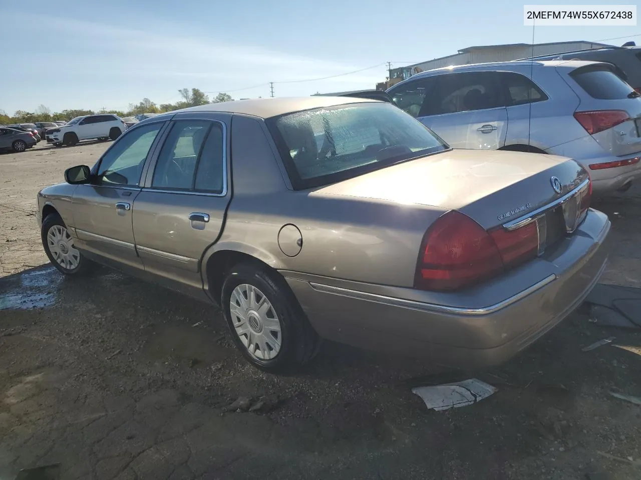 2005 Mercury Grand Marquis Gs VIN: 2MEFM74W55X672438 Lot: 76624674