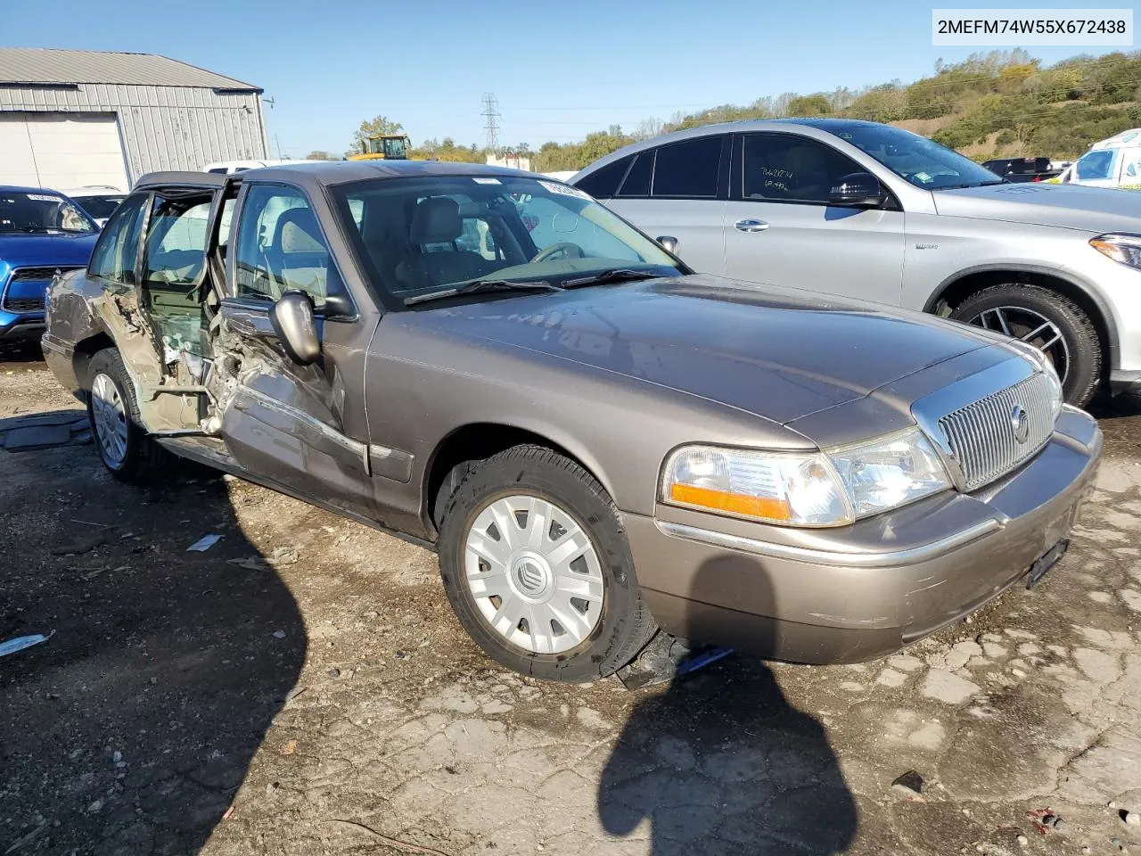 2005 Mercury Grand Marquis Gs VIN: 2MEFM74W55X672438 Lot: 76624674