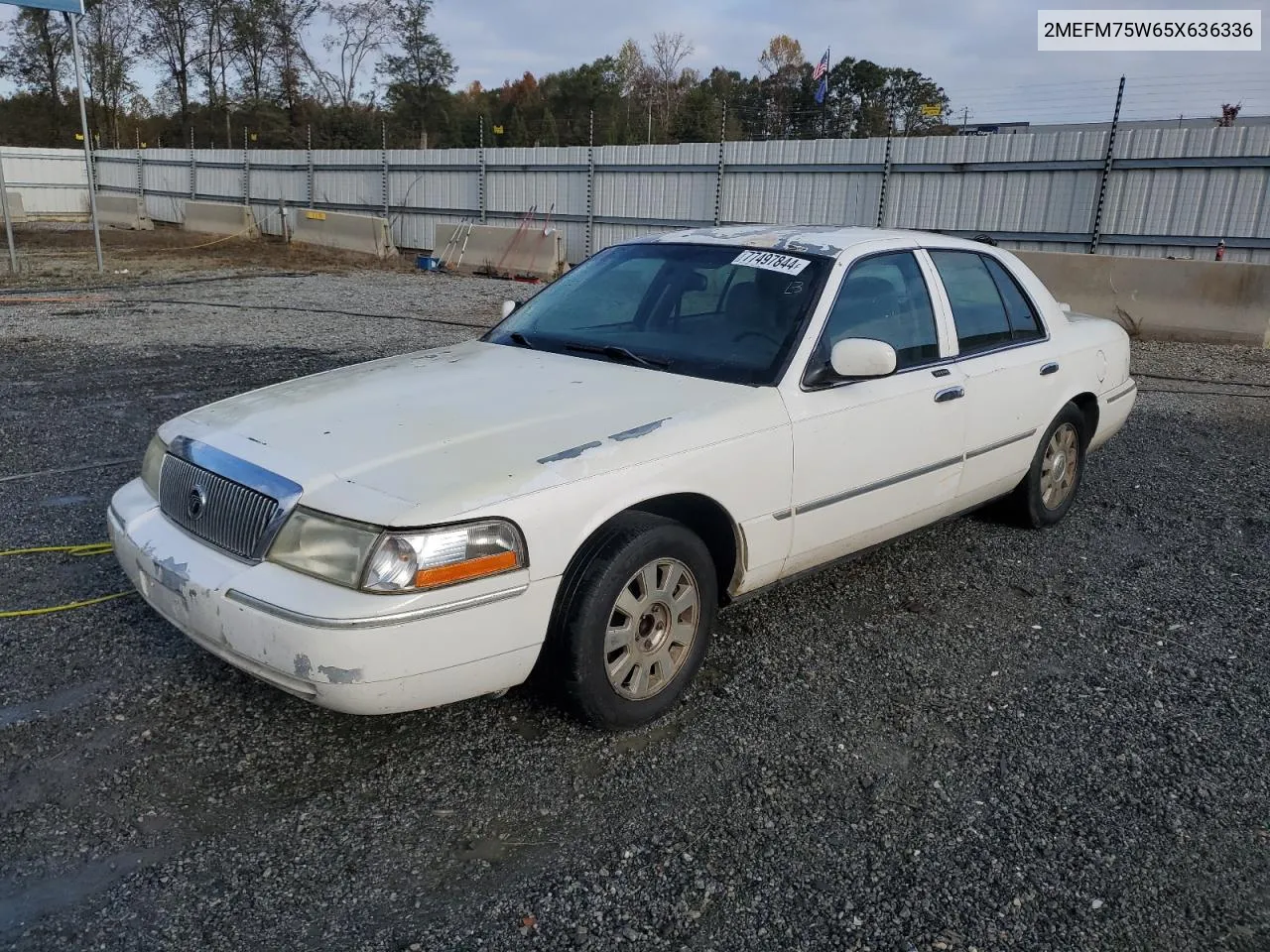 2005 Mercury Grand Marquis Ls VIN: 2MEFM75W65X636336 Lot: 77497844