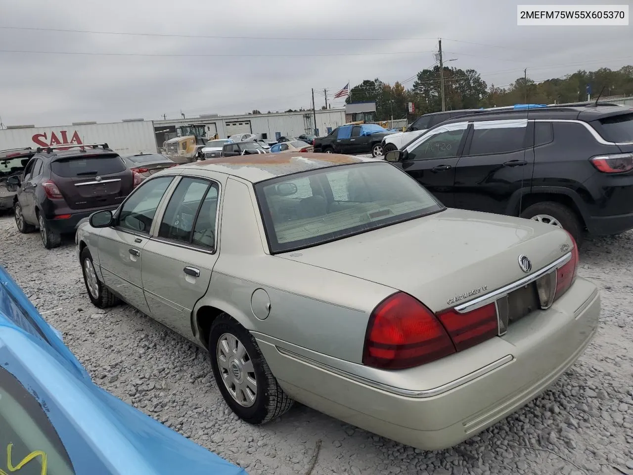 2005 Mercury Grand Marquis Ls VIN: 2MEFM75W55X605370 Lot: 77663814