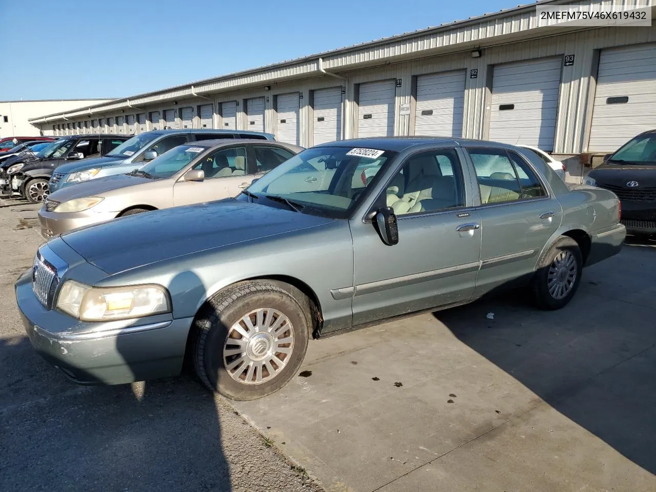 2006 Mercury Grand Marquis Ls VIN: 2MEFM75V46X619432 Lot: 57528224