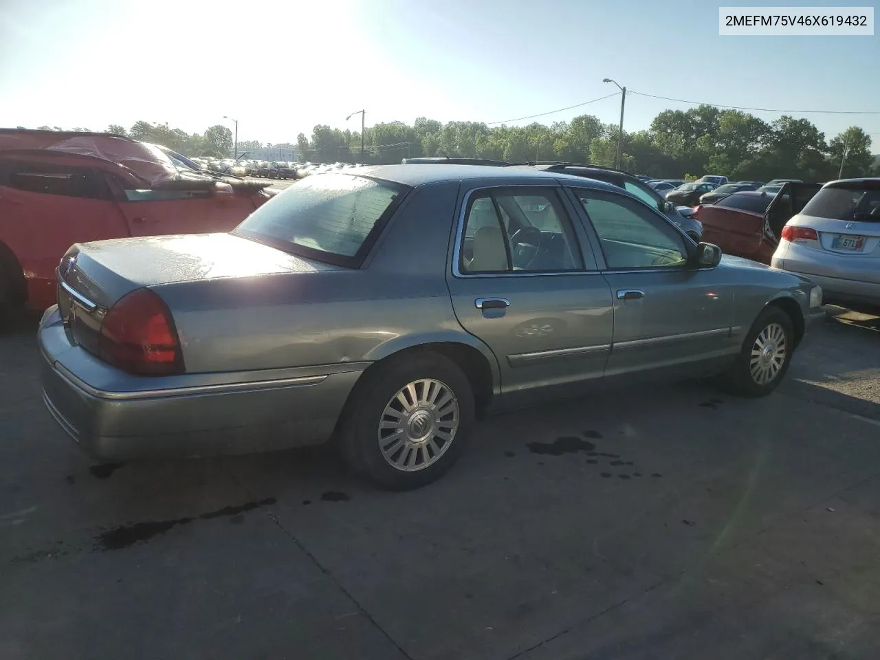 2006 Mercury Grand Marquis Ls VIN: 2MEFM75V46X619432 Lot: 57528224