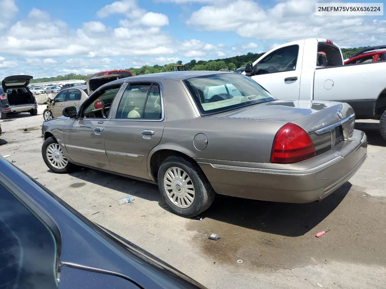 2006 Mercury Grand Marquis Ls VIN: 2MEFM75V56X636224 Lot: 59767514