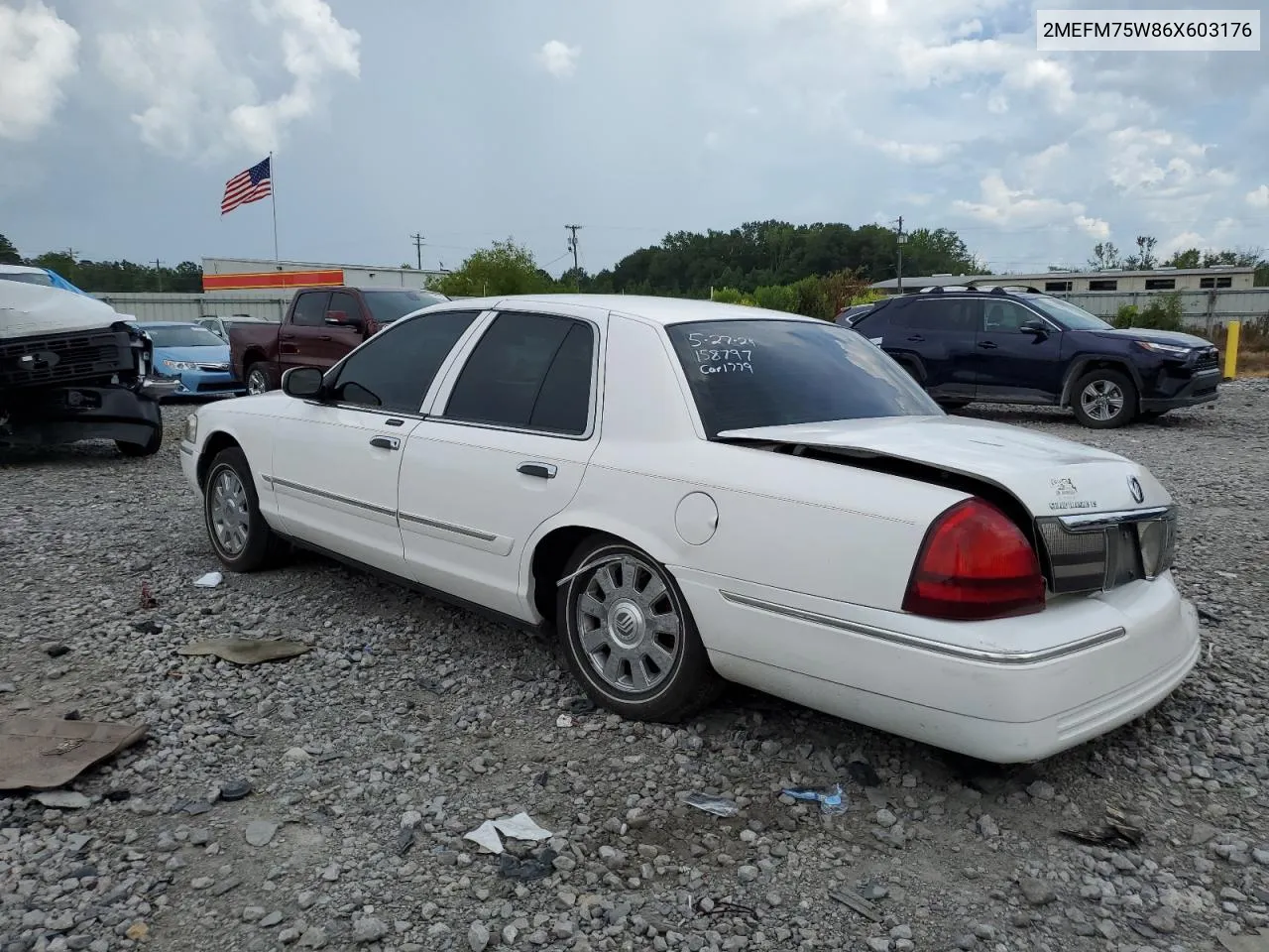 2006 Mercury Grand Marquis Ls VIN: 2MEFM75W86X603176 Lot: 61722244