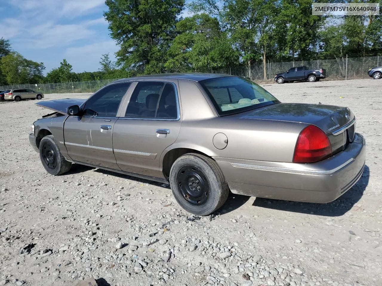 2006 Mercury Grand Marquis Ls VIN: 2MEFM75V16X640948 Lot: 62075484