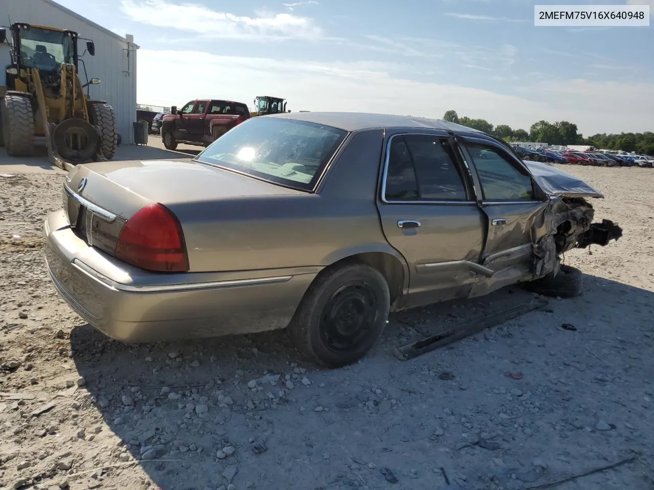 2006 Mercury Grand Marquis Ls VIN: 2MEFM75V16X640948 Lot: 62075484