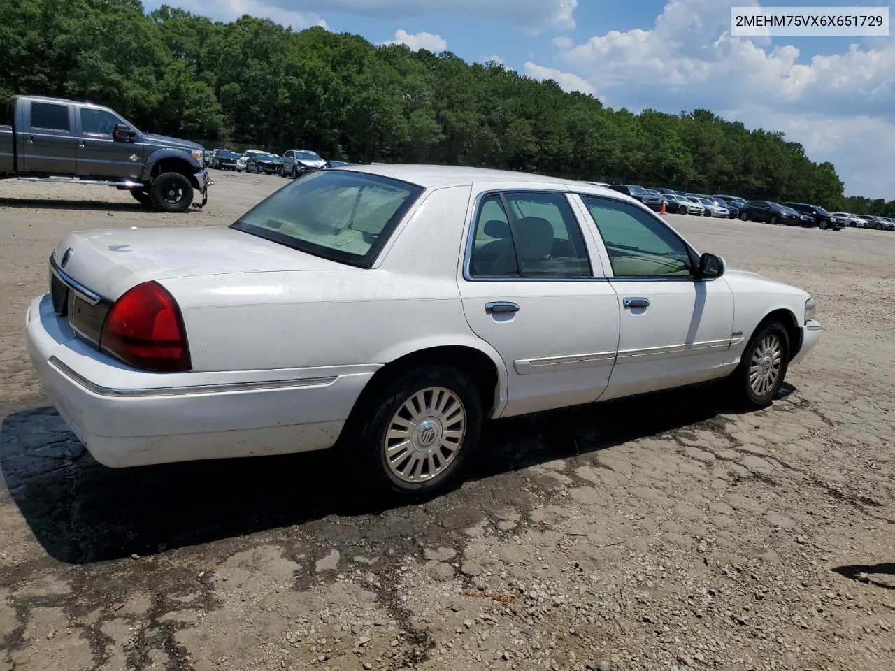 2006 Mercury Grand Marquis Ls VIN: 2MEHM75VX6X651729 Lot: 62856114