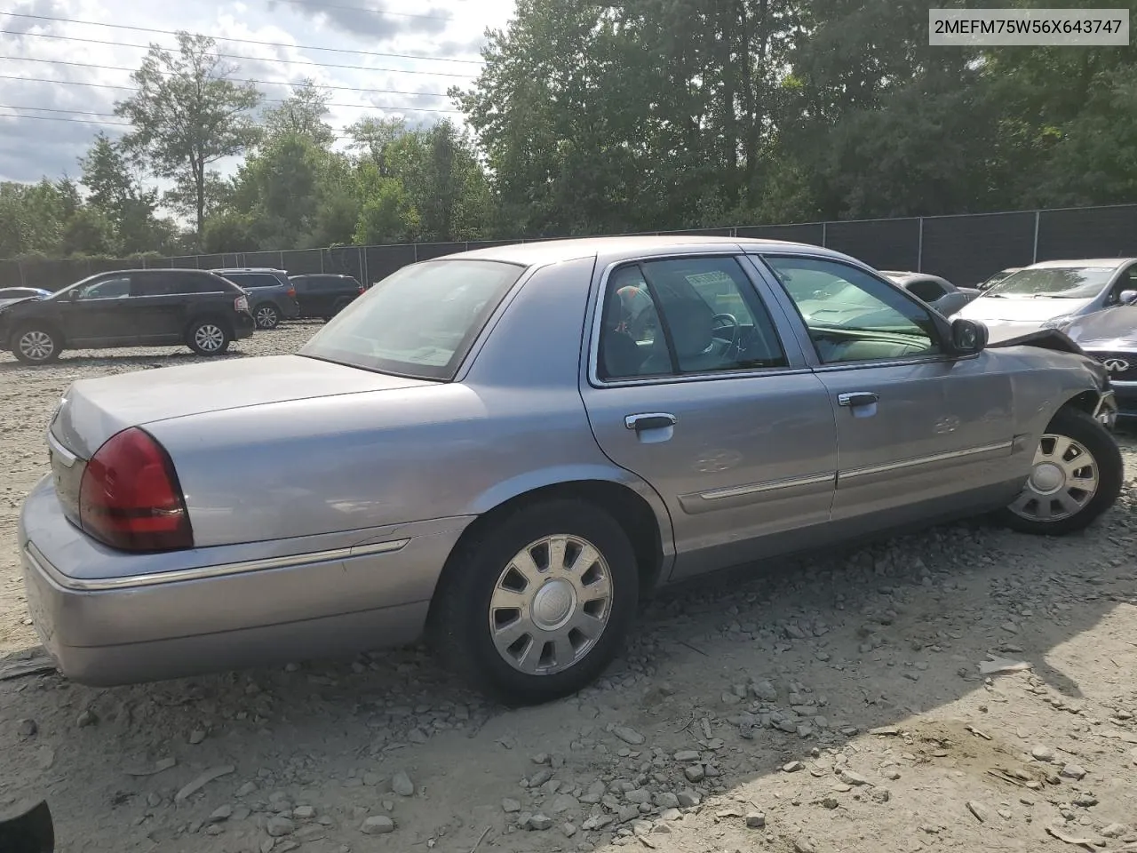 2006 Mercury Grand Marquis Ls VIN: 2MEFM75W56X643747 Lot: 65210774