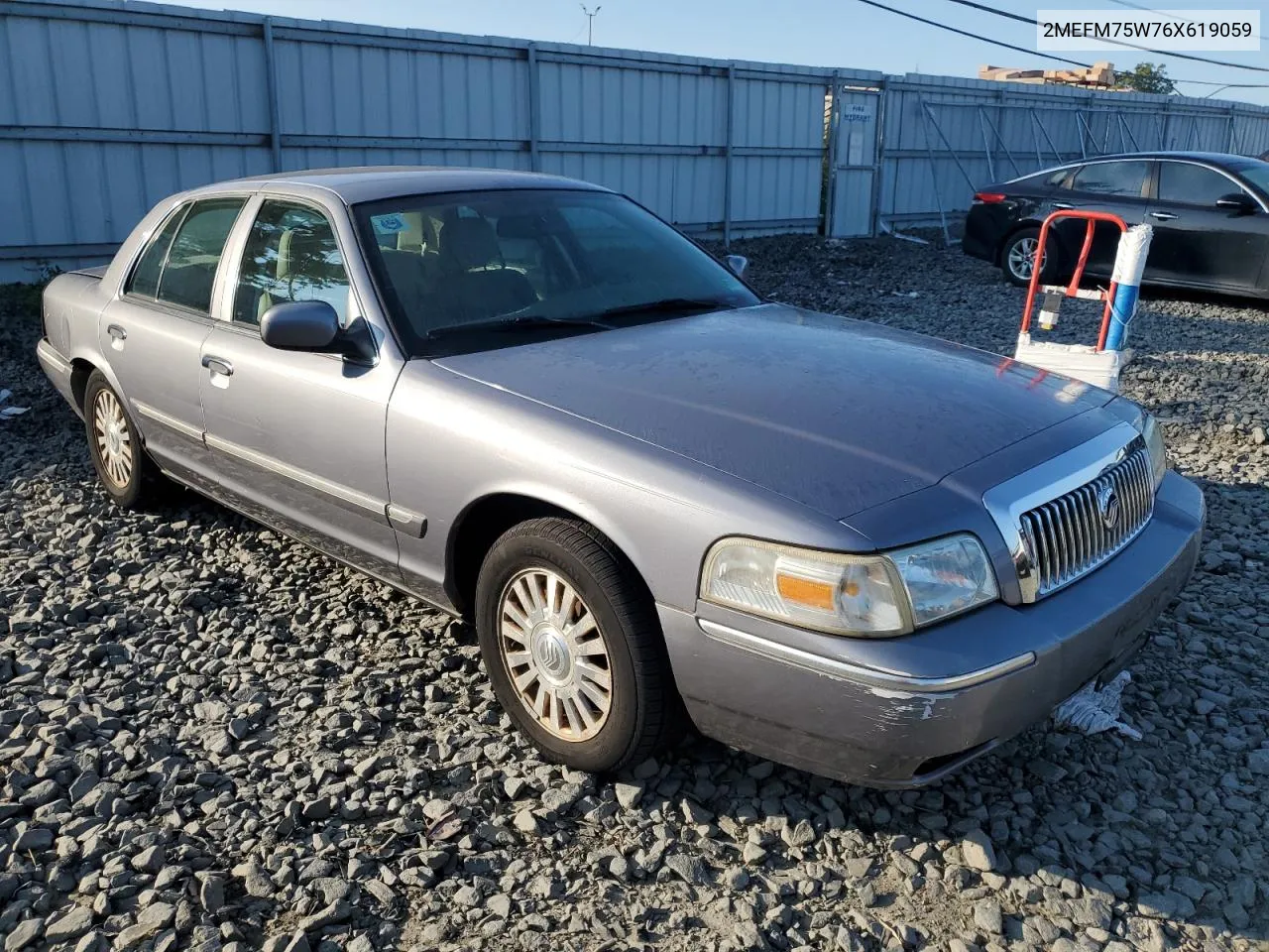 2006 Mercury Grand Marquis Ls VIN: 2MEFM75W76X619059 Lot: 66880594