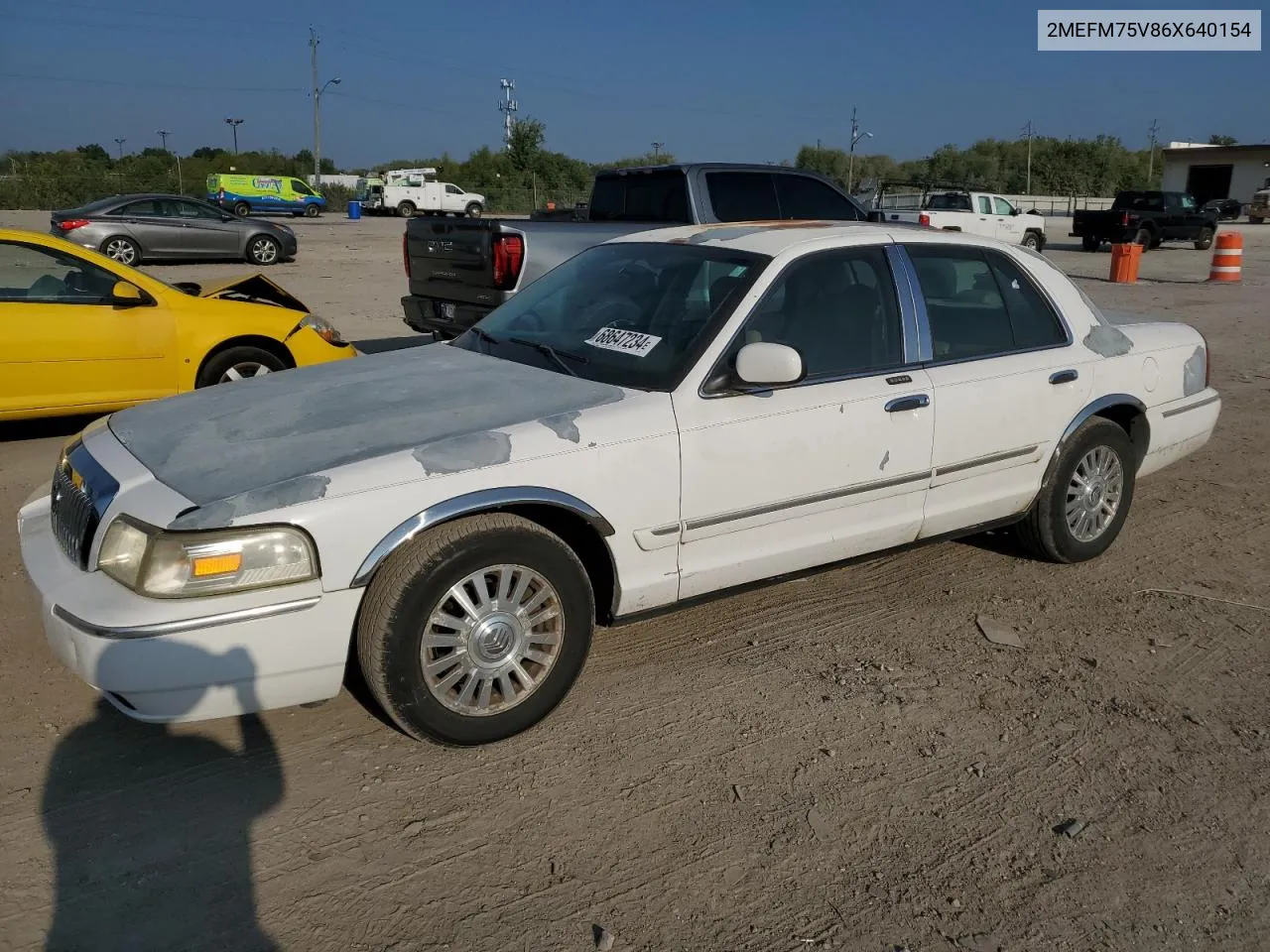 2006 Mercury Grand Marquis Ls VIN: 2MEFM75V86X640154 Lot: 68647234