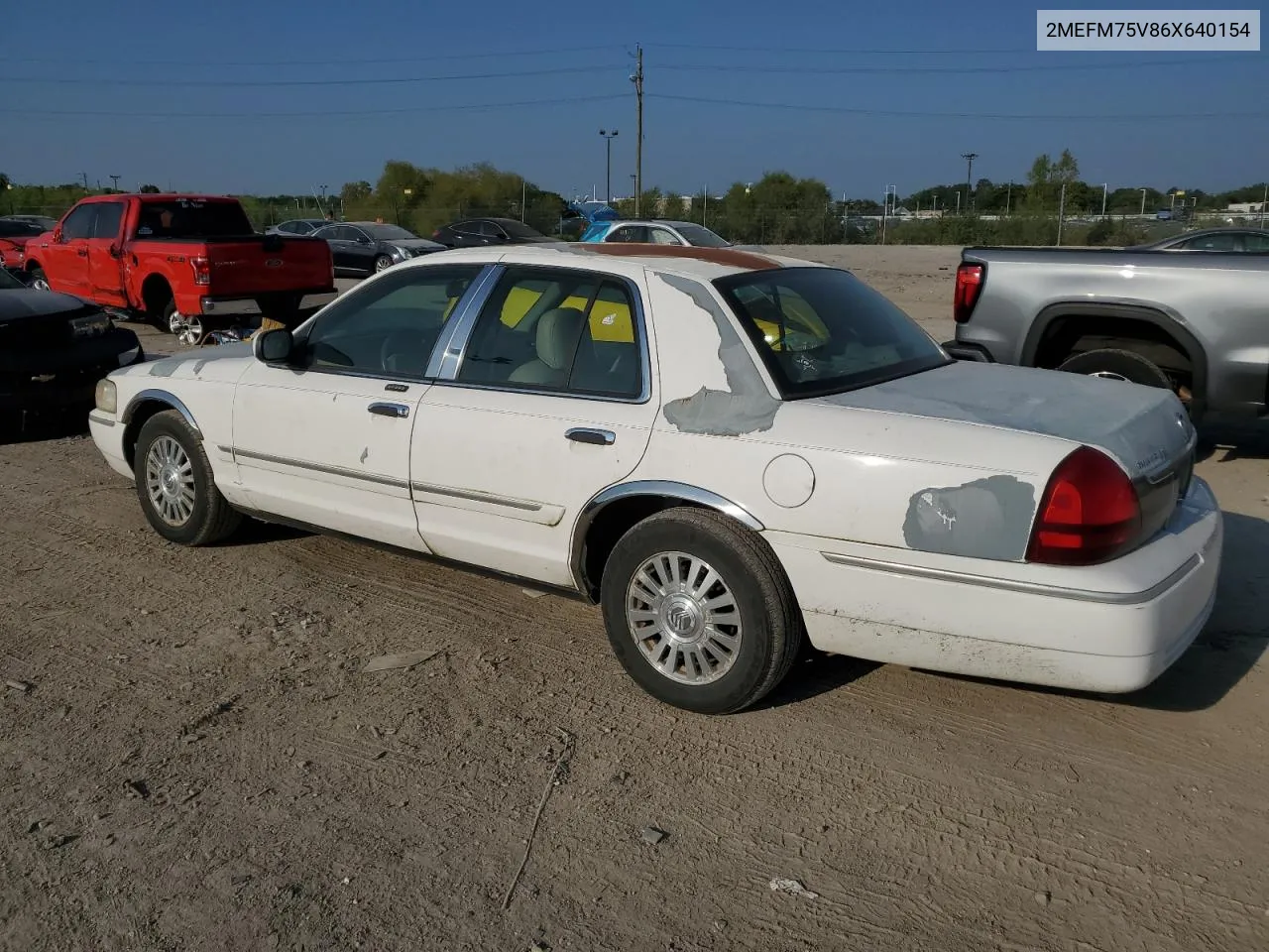 2006 Mercury Grand Marquis Ls VIN: 2MEFM75V86X640154 Lot: 68647234