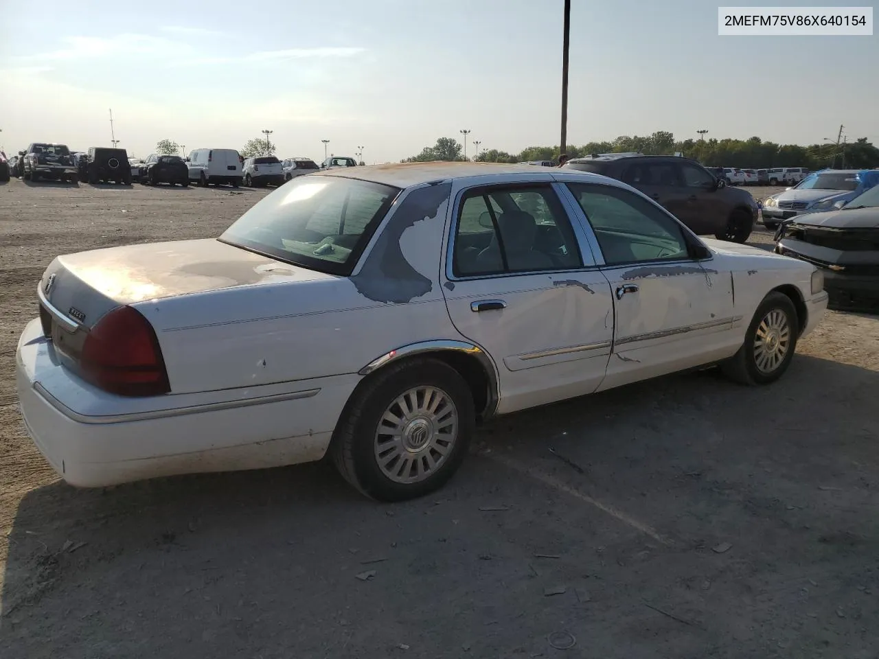 2006 Mercury Grand Marquis Ls VIN: 2MEFM75V86X640154 Lot: 68647234