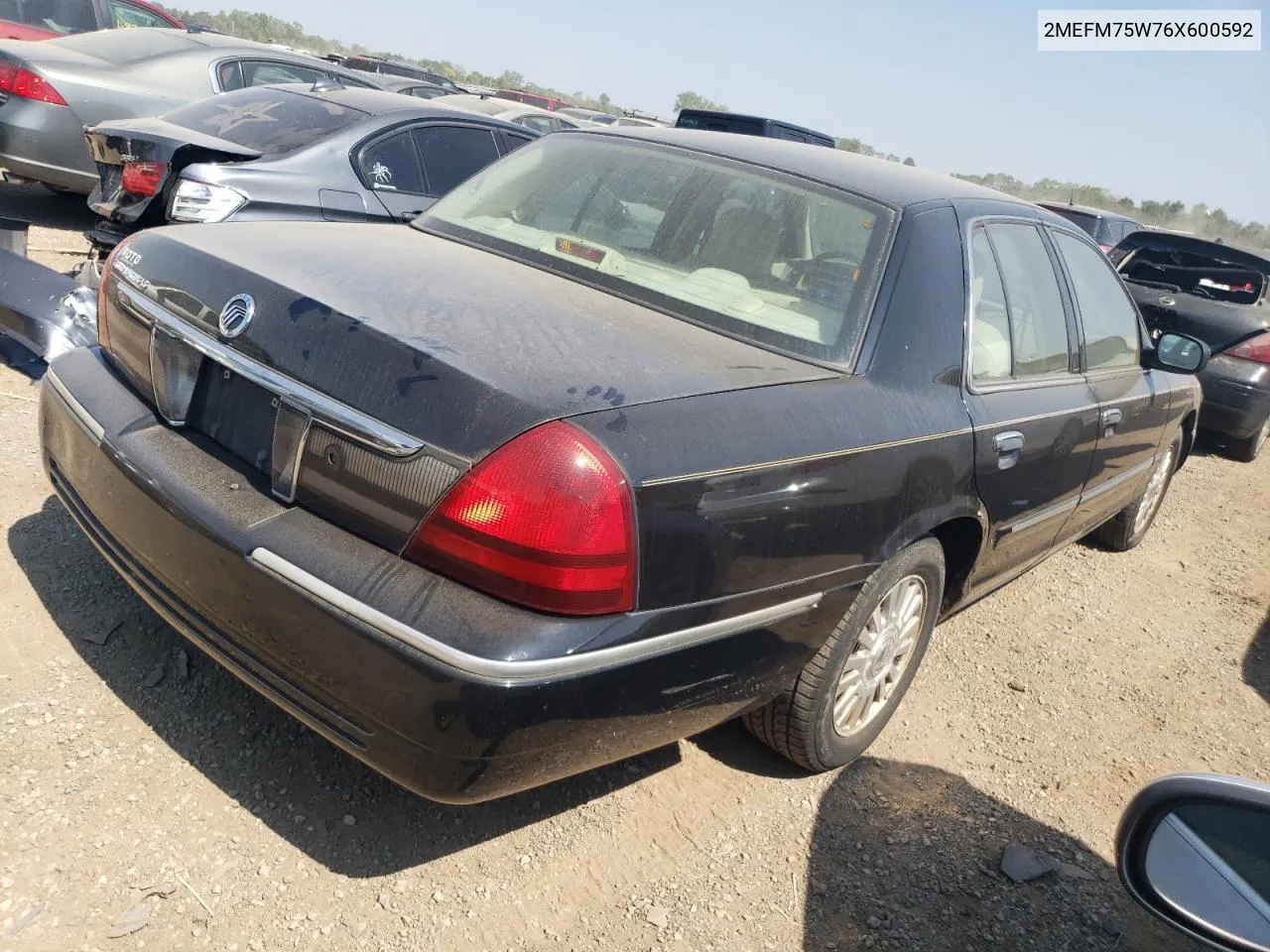 2006 Mercury Grand Marquis Ls VIN: 2MEFM75W76X600592 Lot: 68773254