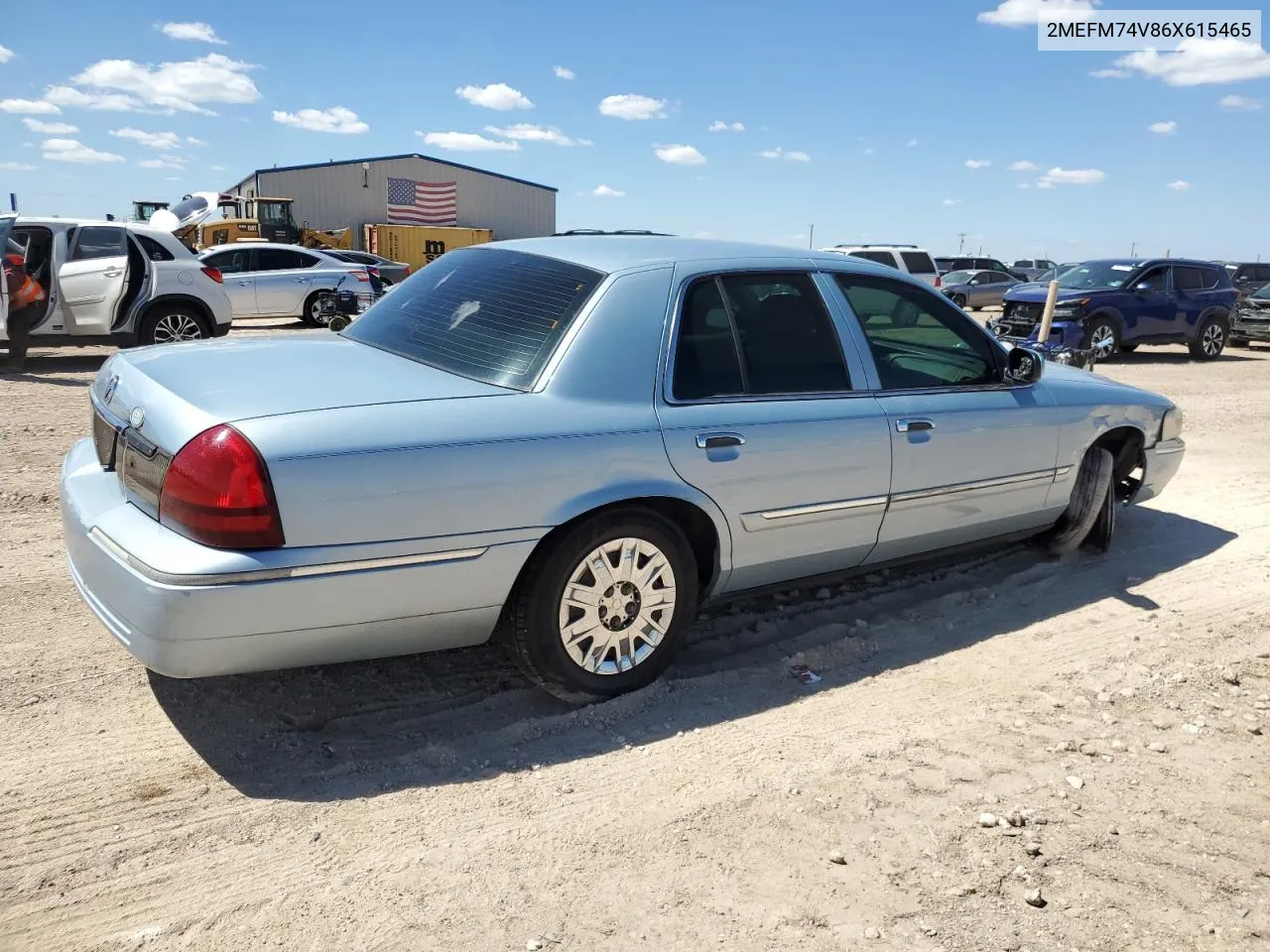 2006 Mercury Grand Marquis Gs VIN: 2MEFM74V86X615465 Lot: 69851504