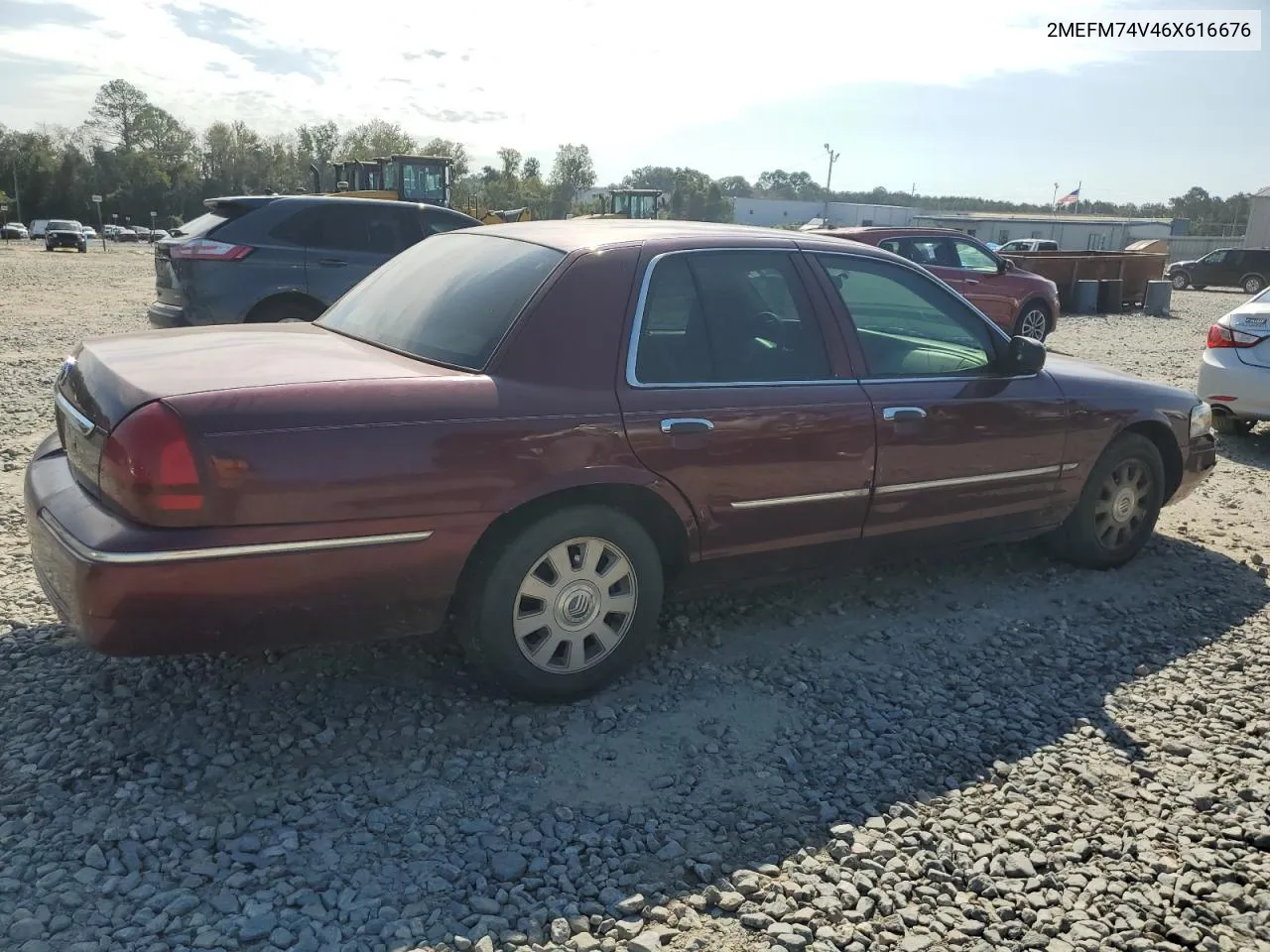 2006 Mercury Grand Marquis Gs VIN: 2MEFM74V46X616676 Lot: 72166944