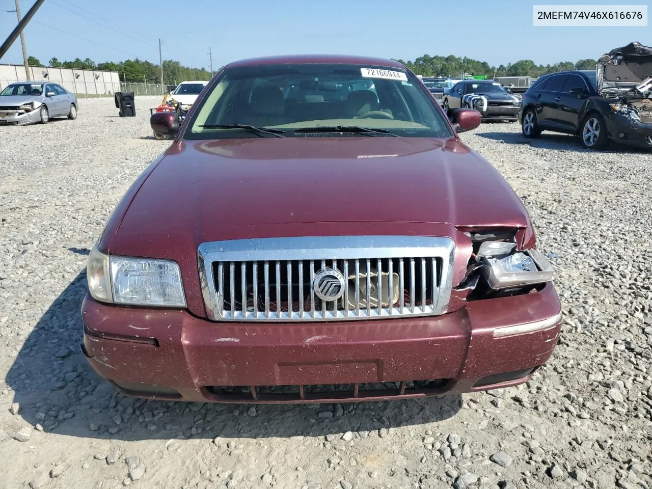 2006 Mercury Grand Marquis Gs VIN: 2MEFM74V46X616676 Lot: 72166944