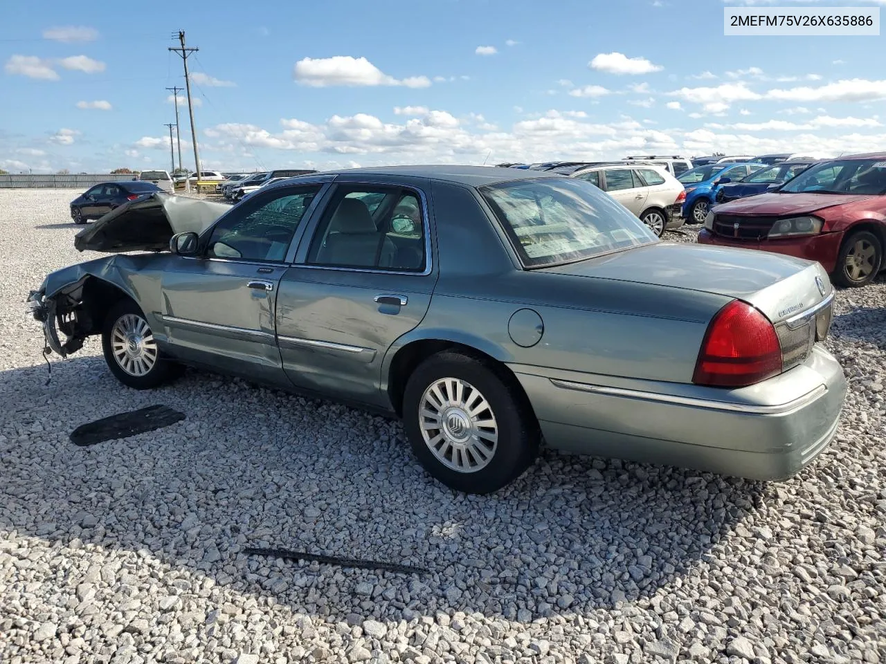 2006 Mercury Grand Marquis Ls VIN: 2MEFM75V26X635886 Lot: 73128694