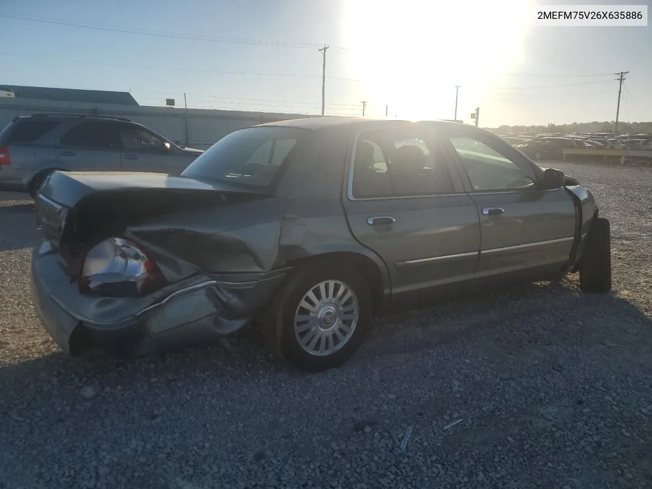 2006 Mercury Grand Marquis Ls VIN: 2MEFM75V26X635886 Lot: 73128694