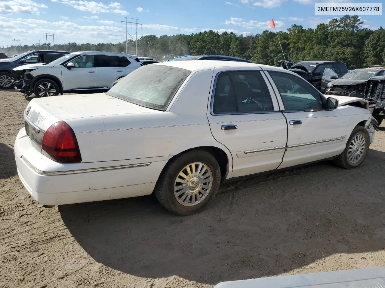 2006 Mercury Grand Marquis Ls VIN: 2MEFM75V26X607778 Lot: 73741484