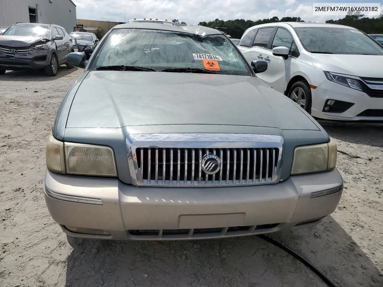 2006 Mercury Grand Marquis Gs VIN: 2MEFM74W16X603182 Lot: 74171014