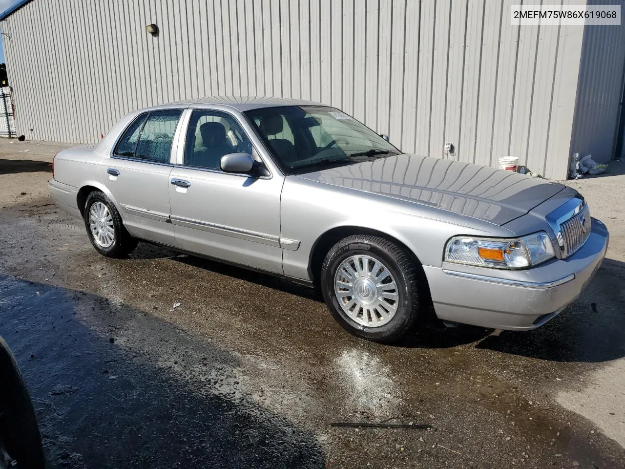 2006 Mercury Grand Marquis Ls VIN: 2MEFM75W86X619068 Lot: 74349614