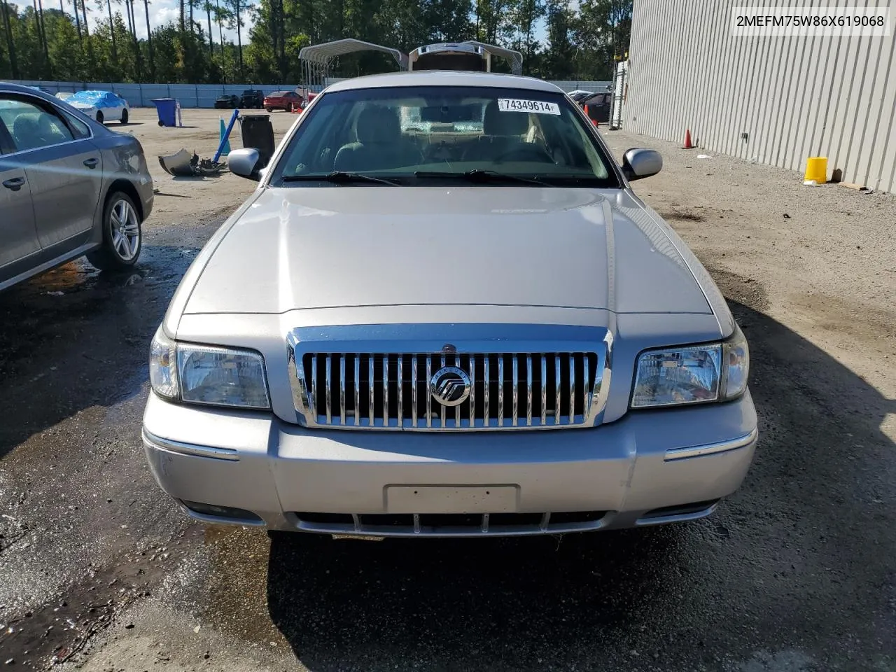 2006 Mercury Grand Marquis Ls VIN: 2MEFM75W86X619068 Lot: 74349614