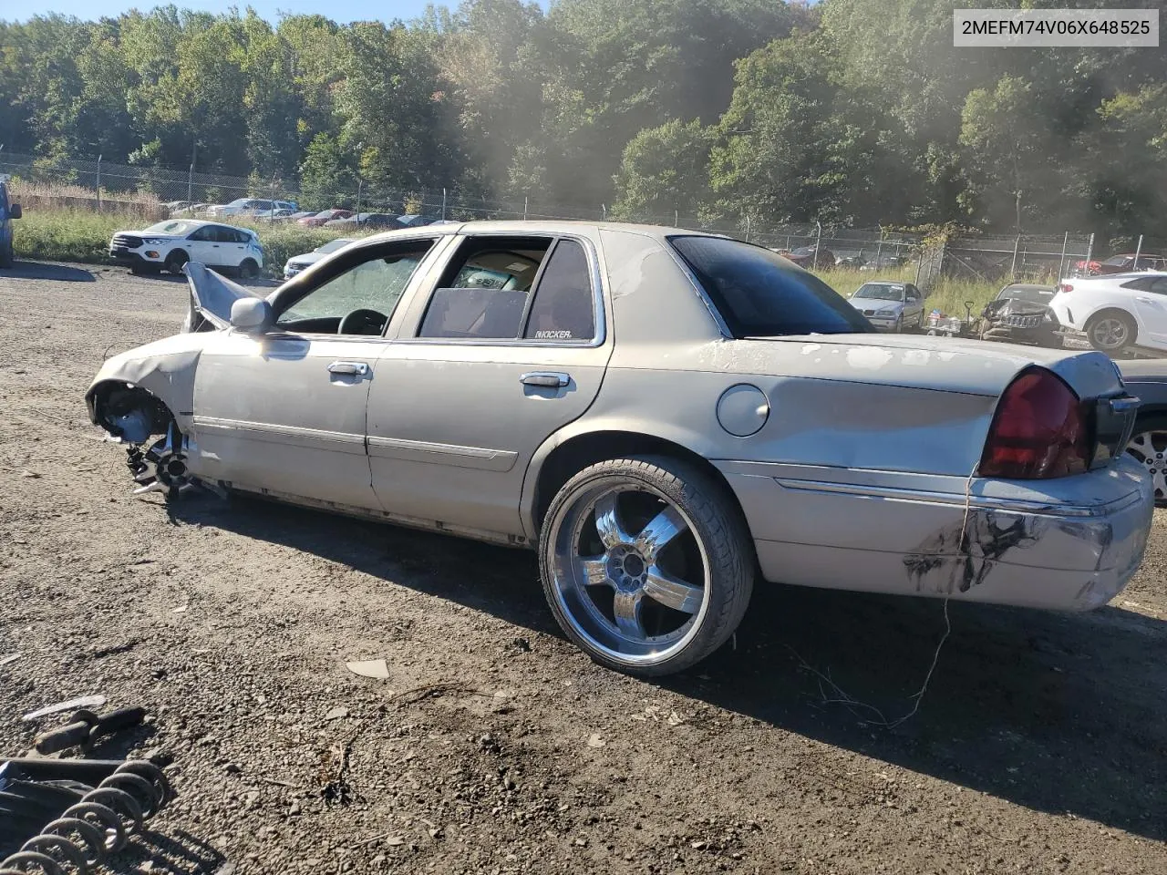 2006 Mercury Grand Marquis Gs VIN: 2MEFM74V06X648525 Lot: 74450724