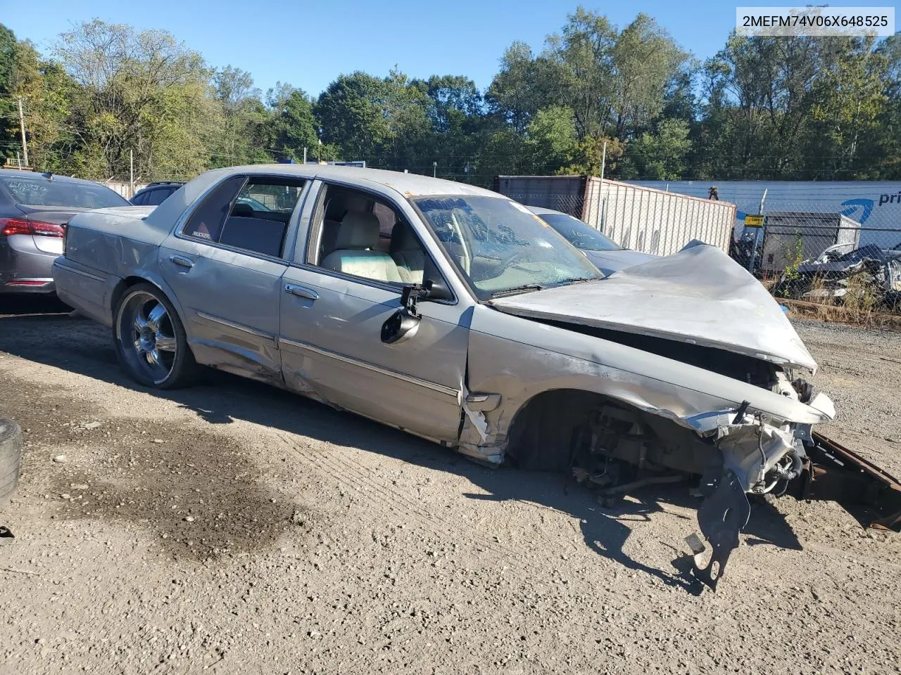 2006 Mercury Grand Marquis Gs VIN: 2MEFM74V06X648525 Lot: 74450724