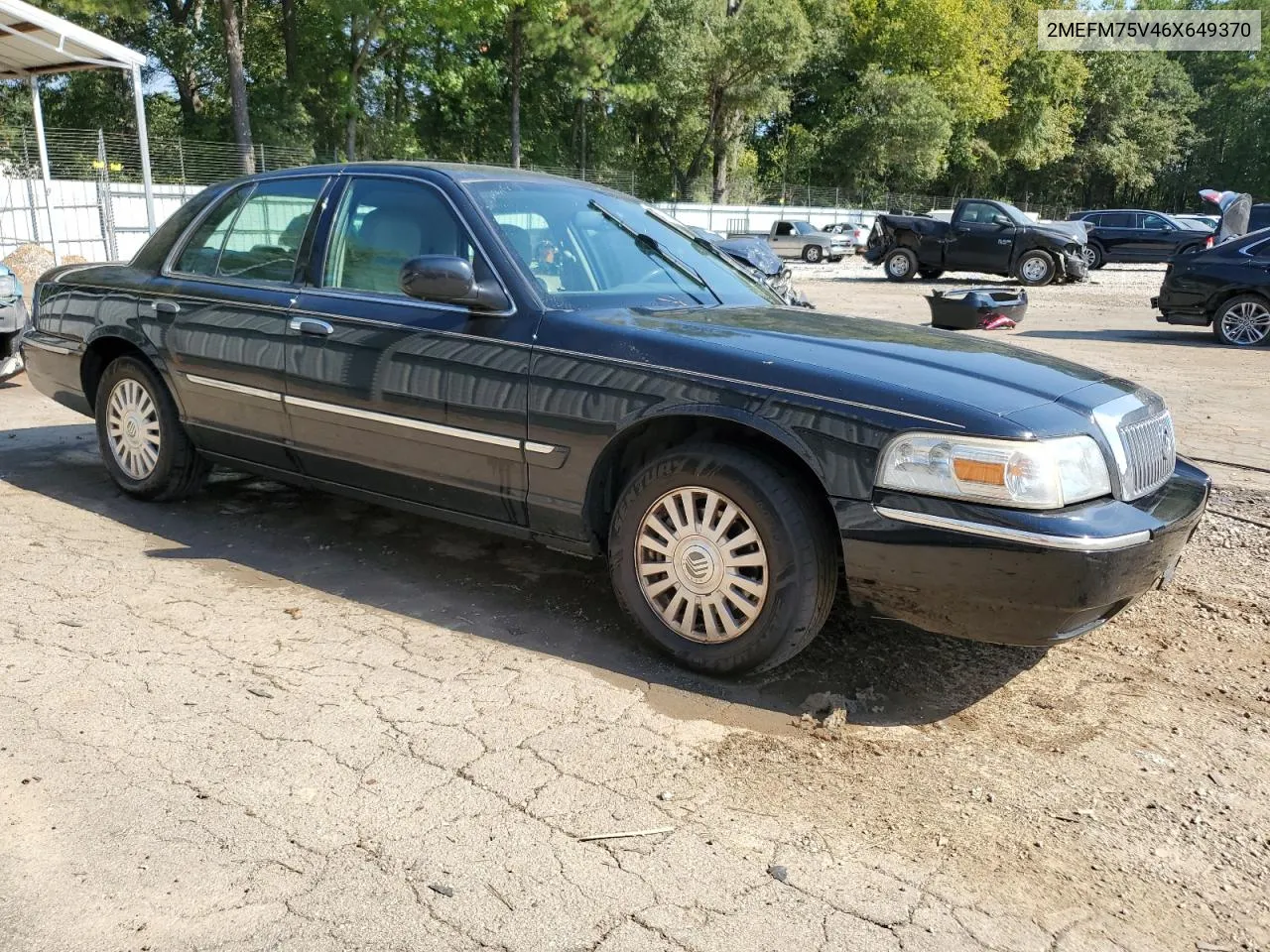 2006 Mercury Grand Marquis Ls VIN: 2MEFM75V46X649370 Lot: 74901324