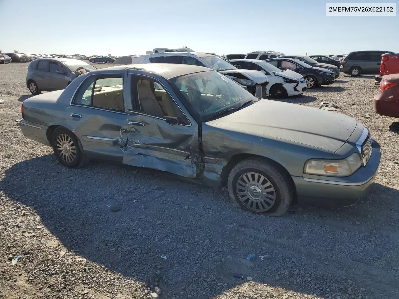 2006 Mercury Grand Marquis Ls VIN: 2MEFM75V26X622152 Lot: 74919804