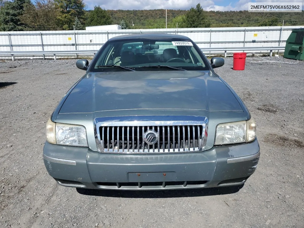 2006 Mercury Grand Marquis Ls VIN: 2MEFM75V06X652962 Lot: 74959974