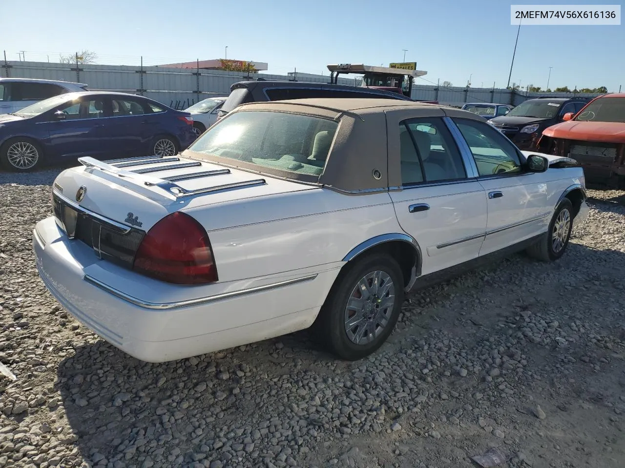 2006 Mercury Grand Marquis Gs VIN: 2MEFM74V56X616136 Lot: 76536674